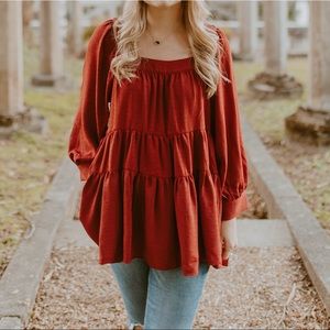 Burgundy Flowy Square Neck Top